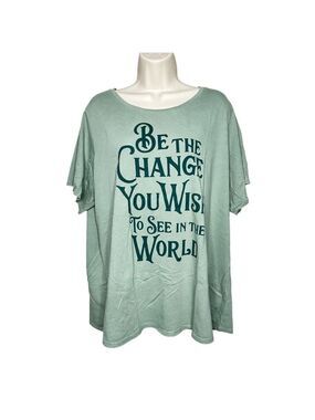 Awake Women’s Graphic T-Shirt Be The Change You Wish To See In The World Size 2X